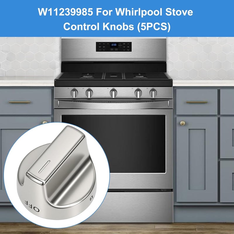 Gesleben W11239985 Stove Knob Compatible with Whirlpool Gas Range Oven Control Knobs WFG525S0HZ1, WFG550S0HZ0, WFG525S0HZ0, WFG525S0JV0, Replacement W10850015 W11032553 4845290 AP6333411-5 Pack - Image 5